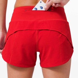 lululemon Speed Up Mid-Rise Lined Short 4" neon red